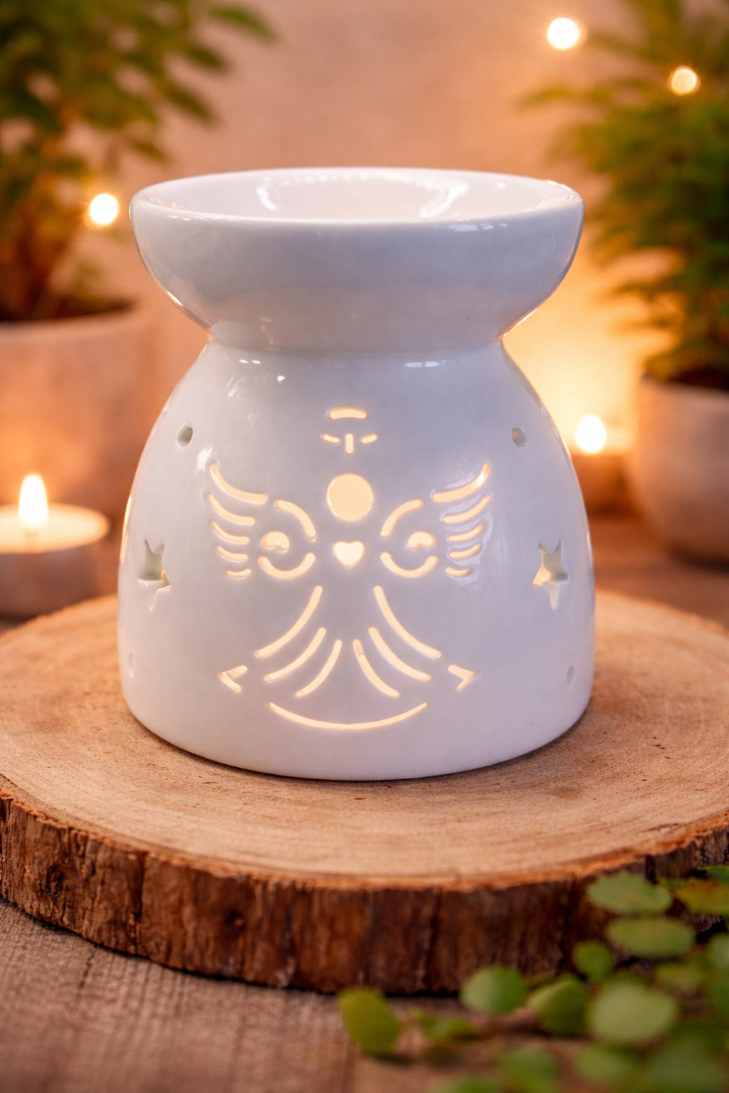 White Ceramic Angel Wax Burner